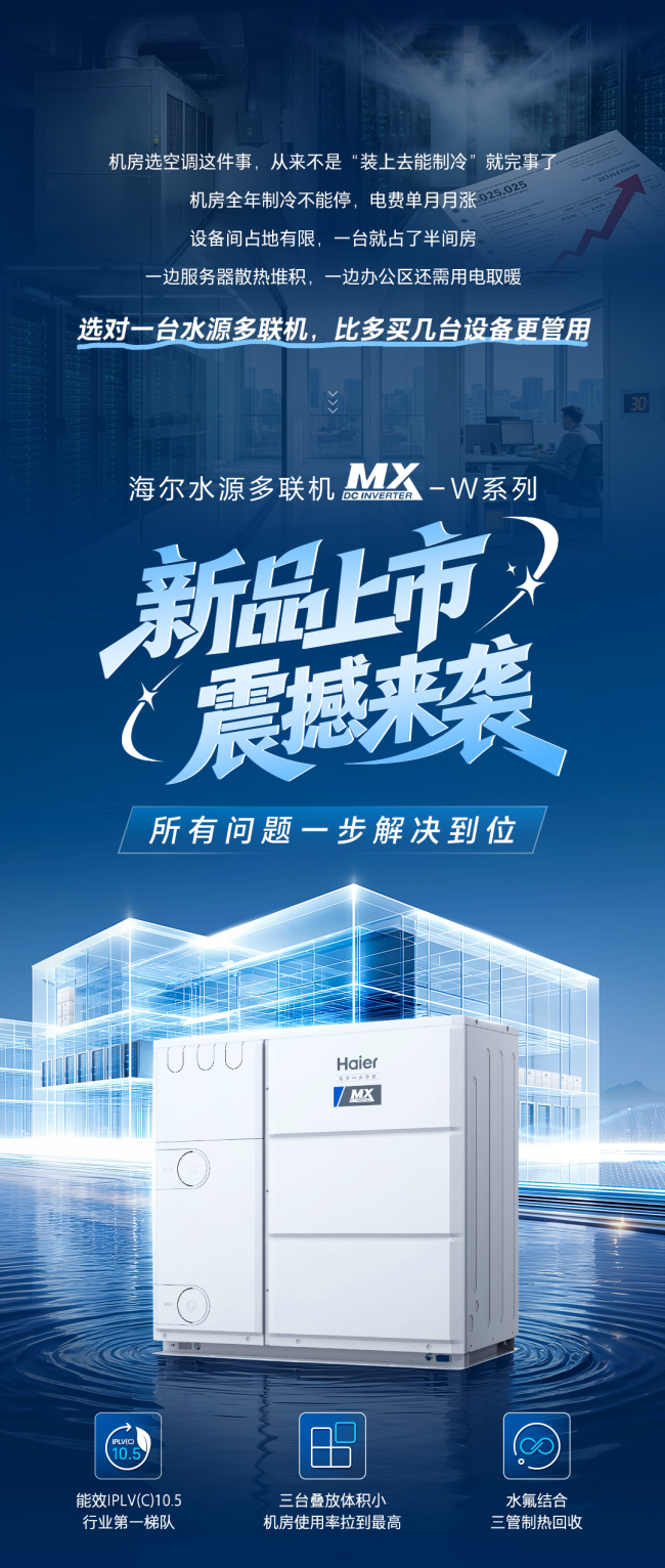 新品上市 | 海尔MX-W水源多联机震撼来袭，助力数据中心绿色转型成为“低碳先锋”