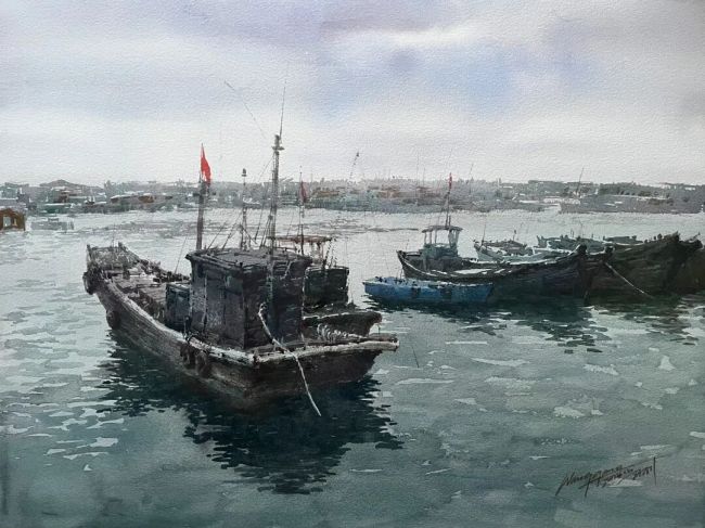 王刚·水彩画 | 在不可控的流淌中,生发东方的气韵与诗意