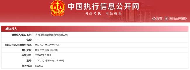 青岛北岸控股集团成被执行人，被执行总金额超1360万元，子公司青岛动车小镇投资集团也频成被执行人