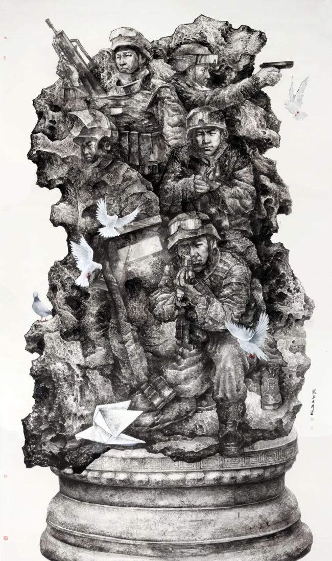 戈·鸽,200×430cm,中国画,夏荷生,2021年.jpg