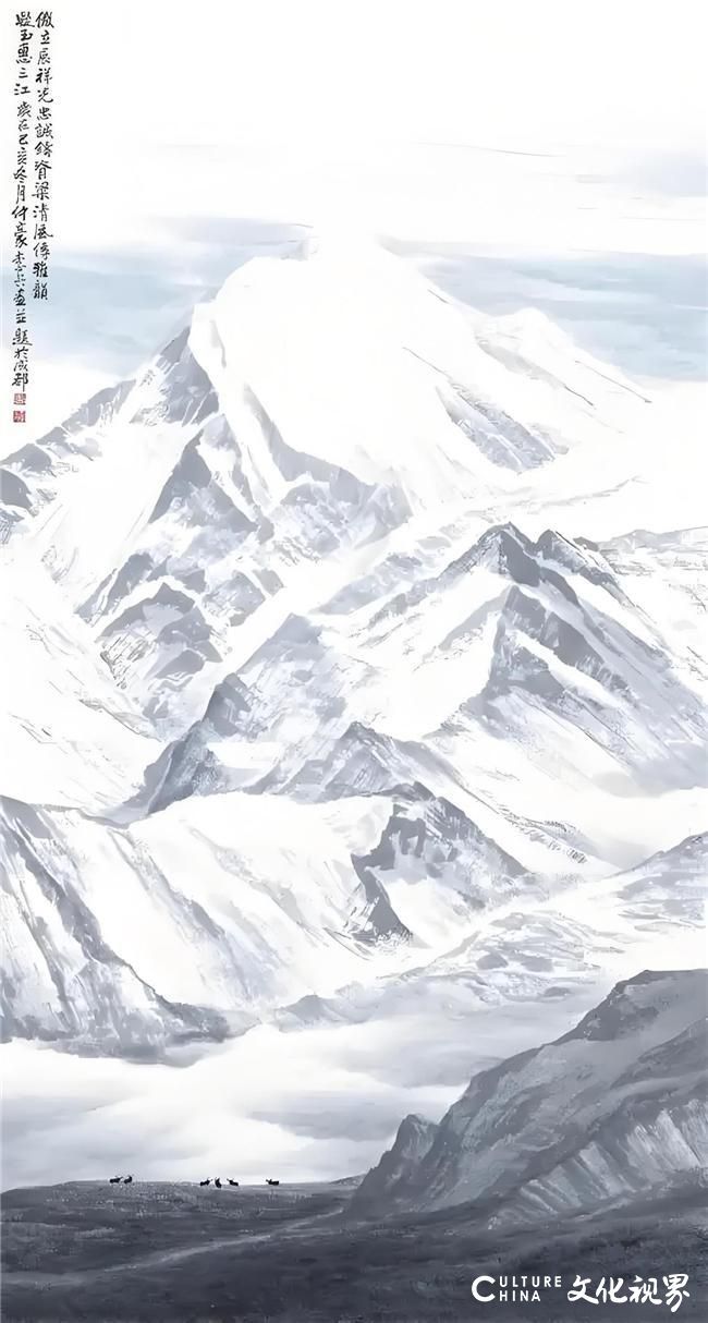 李兵·水墨高原雪山画 | 皴如铜铸铁打，雪似圣光天成