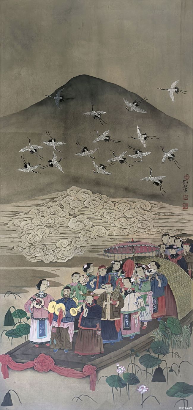 刘赦《水乡迎亲图》 52×110cm绢本设色1994年.jpg