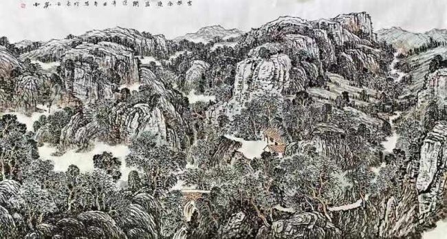 《蓝关古道》国画山水 180x97cm 刘忠