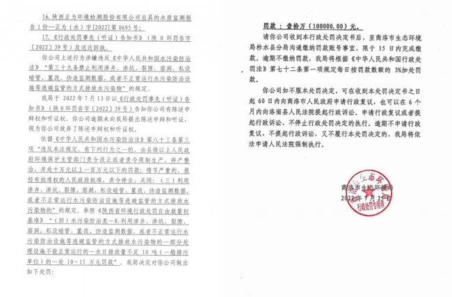 通过暗管排放污水，湖南格耀建筑劳务公司被商洛环保部门罚款10万元