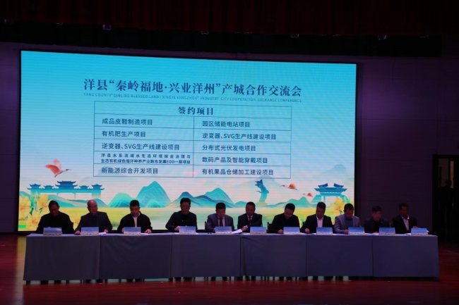 洋县产城合作交流会成功举办现场共签约项目12个，总引资额33.6亿元