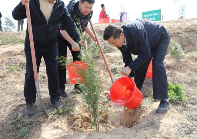 陕西绥德举行2024年全民义务植树暨春季造林绿化启动仪式