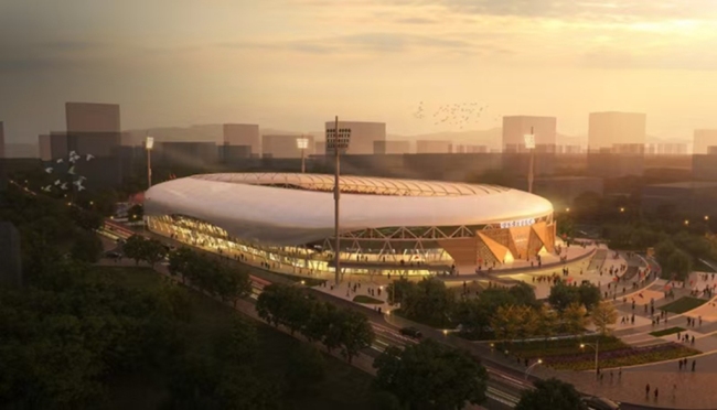 神木市全民健身中心项目主体结构已完成90%