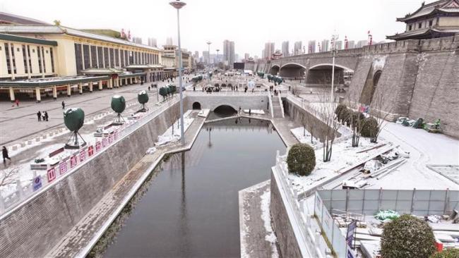 西安护城河水系70余年后全线贯通
