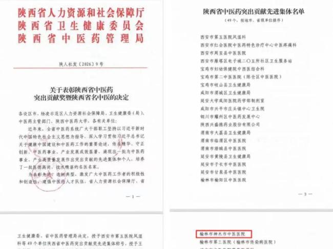 神木市中医医院获“陕西省中医药突出贡献先进集体”称号
