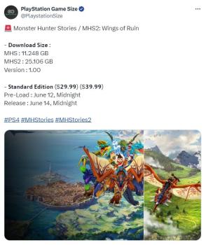 《怪物猎人物语》PS4版下载大小公布 6月12日开启预载！