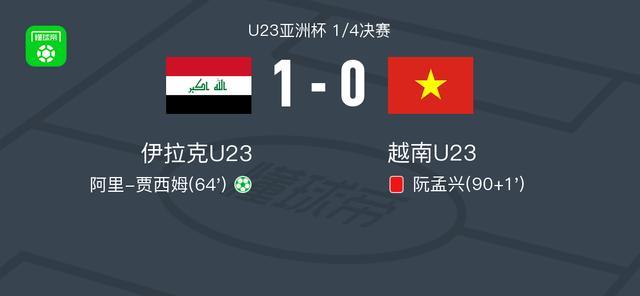 伊拉克U23战胜越南U23 点球制胜，红牌收尾