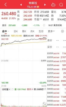 马斯克身家一夜猛增335亿美元 特斯拉股价大涨助推