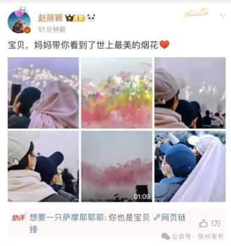 赵丽颖带想想看泉州烟花秀 明星齐聚共赏美丽烟火