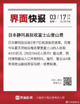 日本靜岡縣擬收富士山登山費 每人次194元起