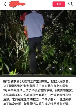 官方辟謠找到8歲失蹤男孩相關(guān)糖紙 搜救仍在繼續(xù)