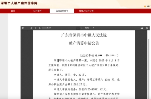女子負(fù)債2544萬申請(qǐng)個(gè)人破產(chǎn)合理嗎 月入4784元的困境