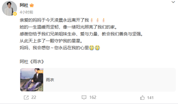 歌手阿杜母親去世 溫暖堅韌的一生