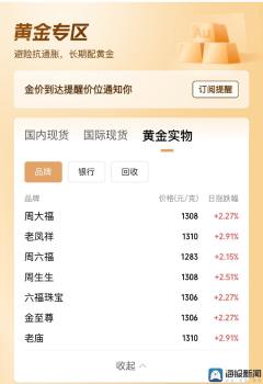 双十一有品牌金饰每克减120元 金价创历史新高