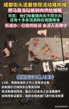 成都街头凌晨惊现流动猪肉摊 马路猪肉加工点引关注