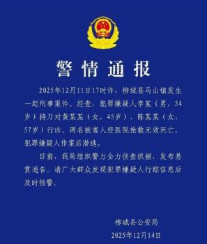 男子持刀殺死2女子 警方懸賞10萬緝兇 嫌疑人潛逃中