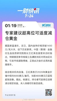 专家建议趁高位适度减仓黄金